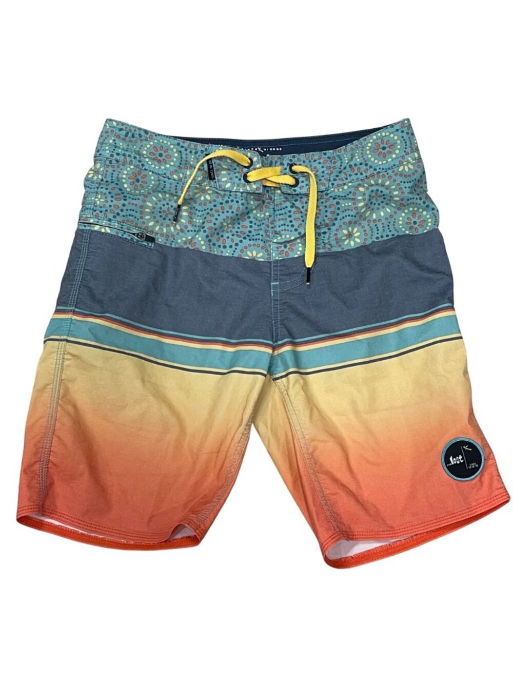 Lost Tri Banger Boardshorts Men's Size 26 Zipper Pocket Bungee Colorful Surf